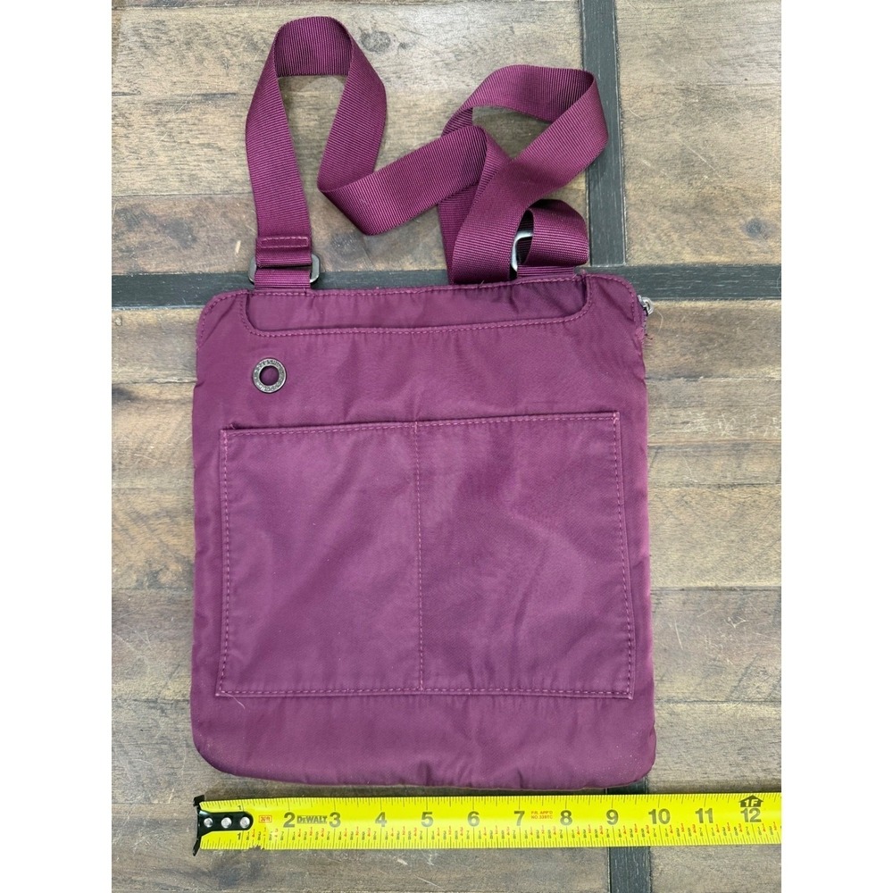 Baggallini Plum Purple Nylon Crossbody Bag Slim Messenger Travel Organizer Bag - Picture 3 of 6
